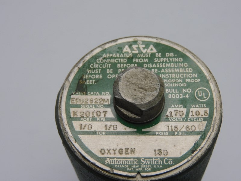 ASCO EP82622M 115V .170A 130PSI 1/8" UNMP
