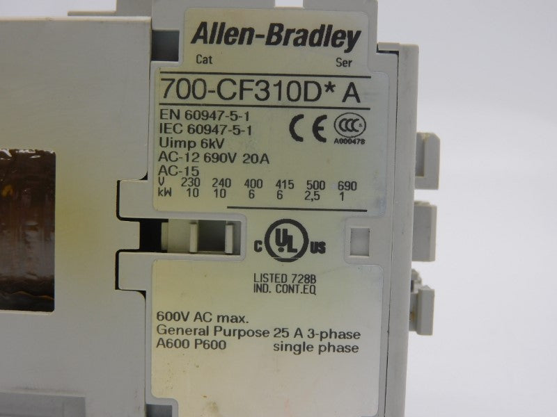 ALLEN BRADLEY 700-CF310DJ SER. A 24VDC 20A UNMP