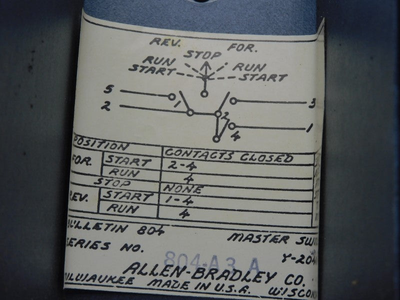 ALLEN BRADLEY 804-A3 SER. A 600VAC 10A UNMP