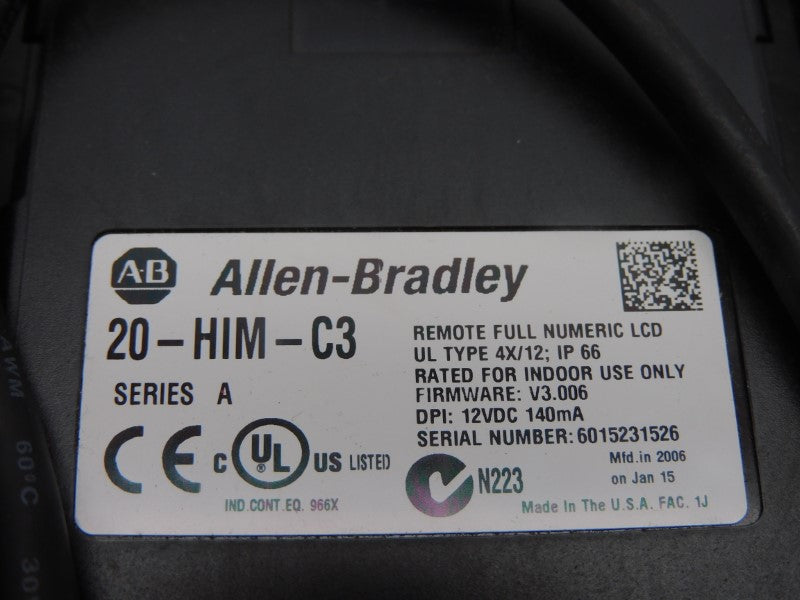 ALLEN BRADLEY 20-HIM-A3 SER. A F/W 3.006 12VDC (AS IS) UNMP