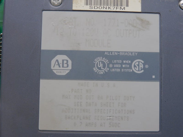 ALLEN BRADLEY 1771-OAD 12-120VAC 0.7A (NO TERMINAL) UNMP