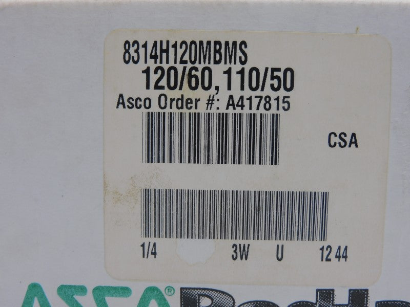 ASCO 8314H120MBMS 110/120V 60-105PSI 1/4" NSMP