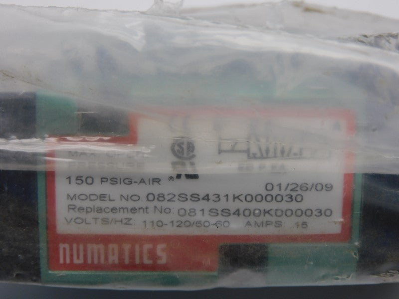 NUMATICS 082SS431K000030 110/120V .15A 150PSI NSNP