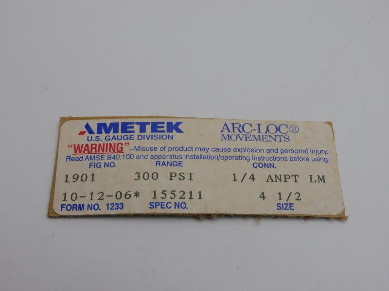 AMETEK 1901 300PSI NSNP