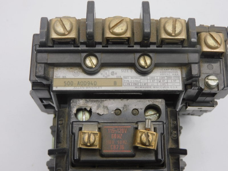 ALLEN BRADLEY 500-AOD940 SER. B 110/115-120V 18A UNMP