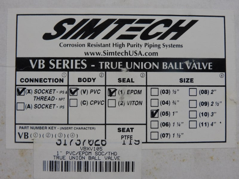 SIMTECH VBXV105 1" (AS PICTURED) NSMP