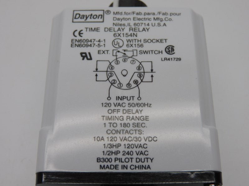 DAYTON 6X154N 240VAC 10A 1-180SEC UNMP