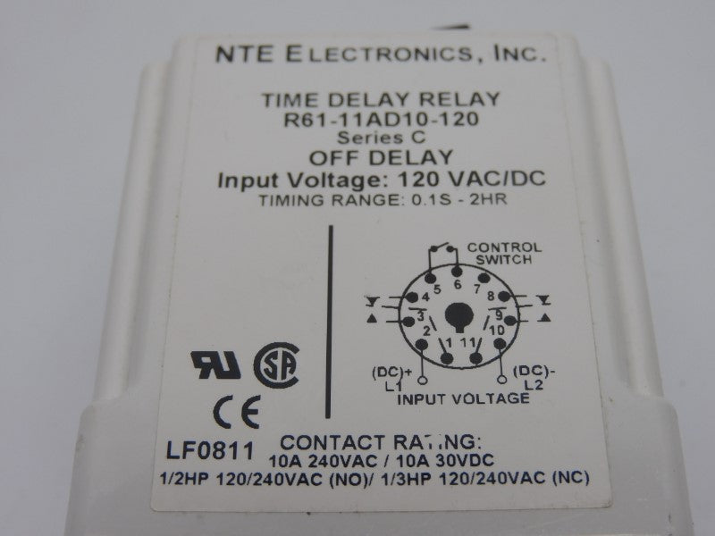 NTE ELECTRONICS R61-11AD10-120 SER. C 120VAC/DC 10A (AS PICTURED) UNMP
