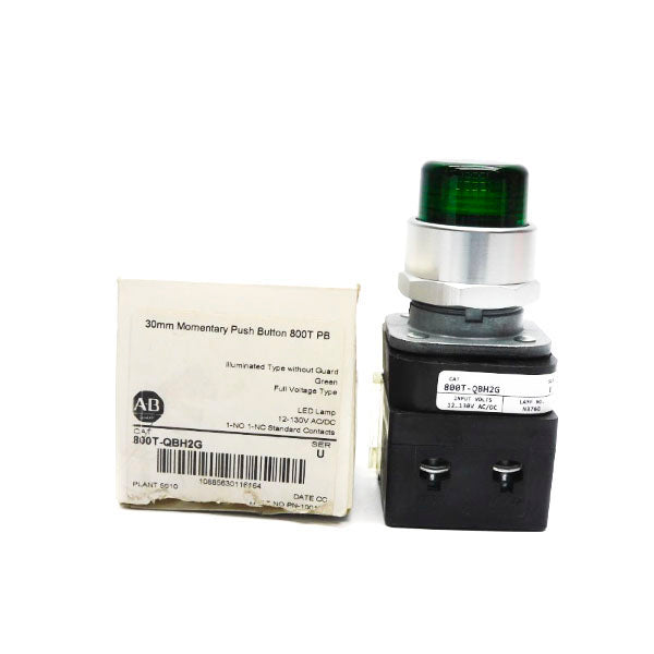 ALLEN BRADLEY 800T-QBH2G SER. U 12-130VAC/DC (WH) (AS IS) NSMP