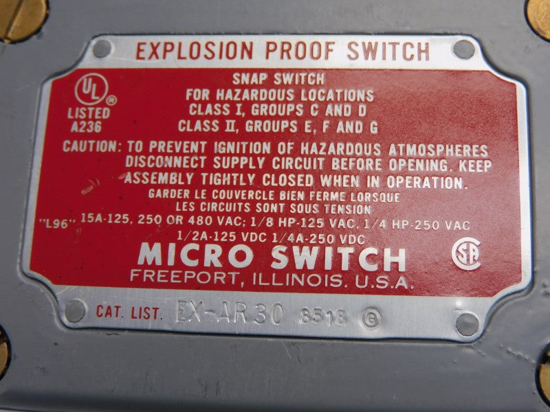MICRO SWITCH EX-AR30 480VAC 15A (GREY) UNMP