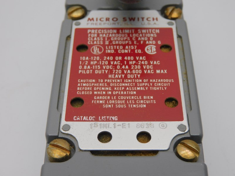 MICRO SWITCH 151ML1-E1 600VAC 10A (GREY) NSMP