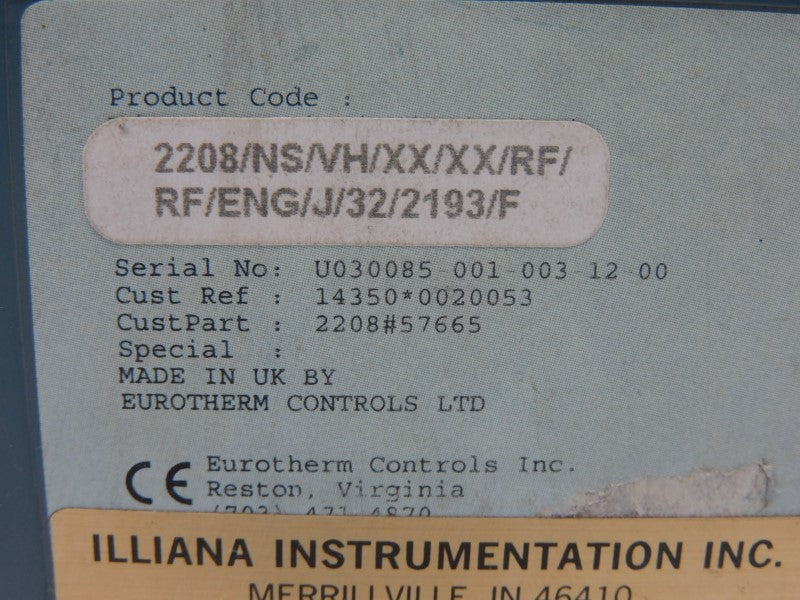 EUROTHERM 2208/NS/VH/XX/XX/RF/RF/ENG/J/32/2193/F 240VAC 2A UNMP