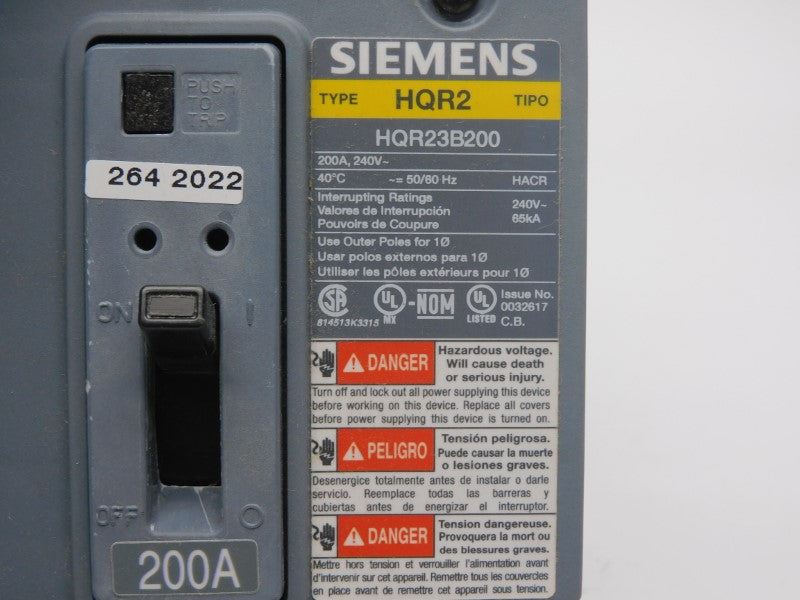 SIEMENS HQR23B200 240V 200A NSMP