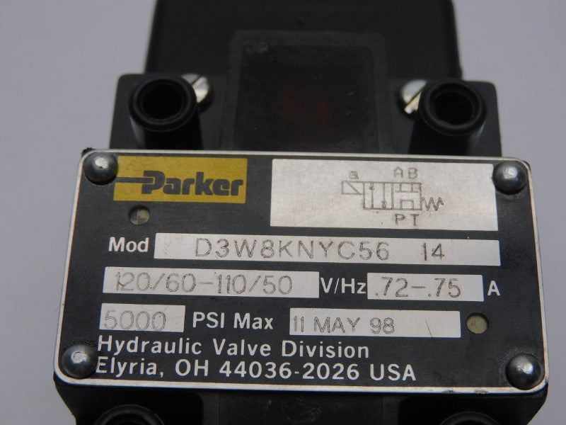 PARKER D3W8KNYC56 110/120V .72-.75A 5000PSI NSMP