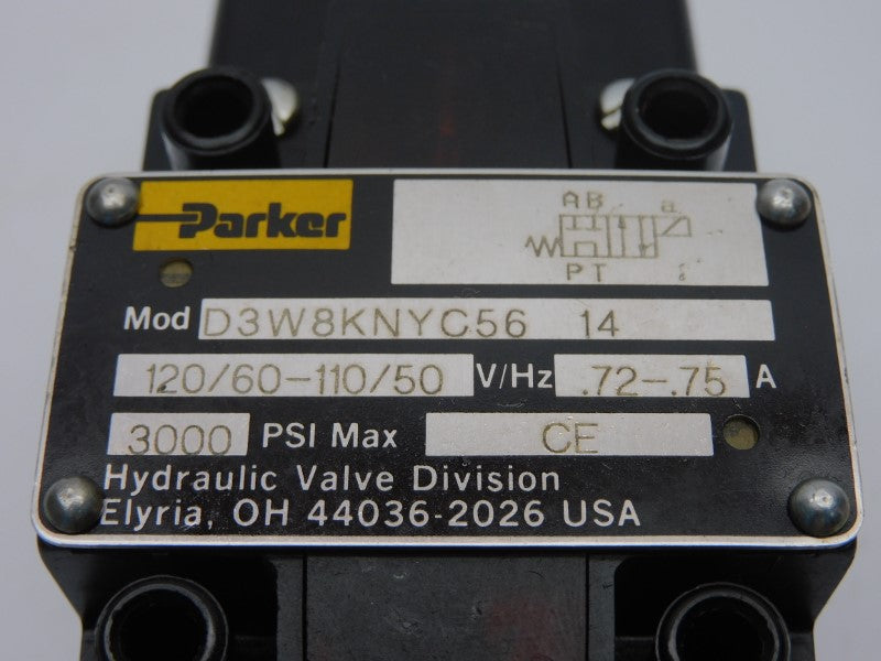 PARKER D3W8KNYC56 110/120V .72-.75A 3000PSI UNMP