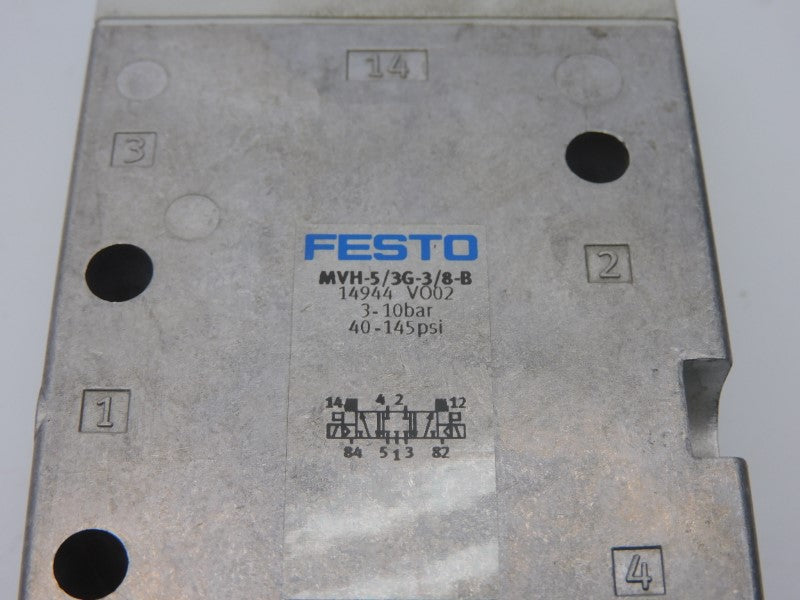 FESTO MVH-5/3G-3/8-B 14944 20.4-26.4VDC 40-145PSI (NO CONNECTOR) NSNP