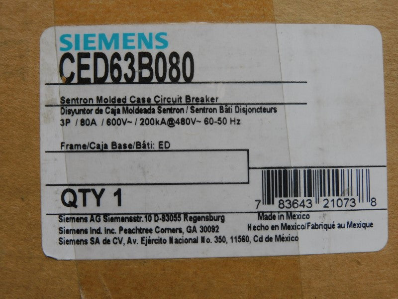 SIEMENS CED63B080 600V 80A NSMP