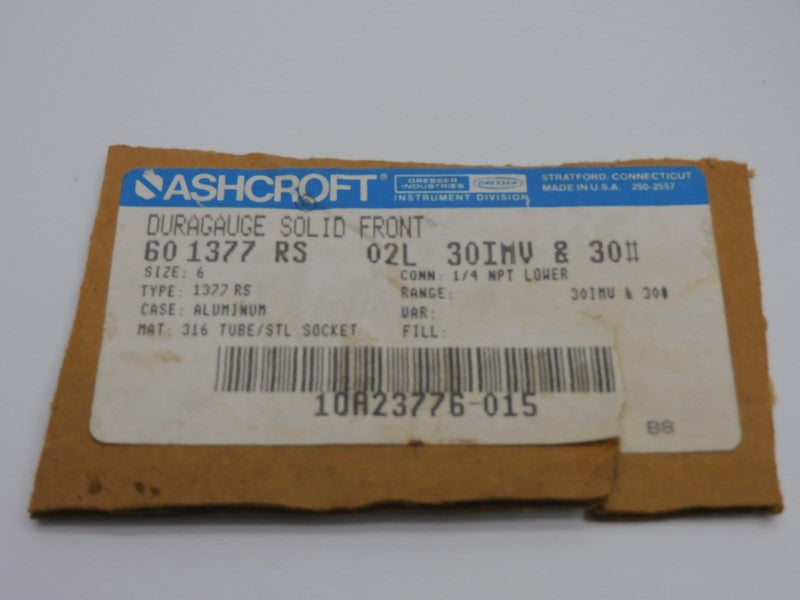ASHCROFT 601377RS02L30IMV&30# 30PSI NSNP