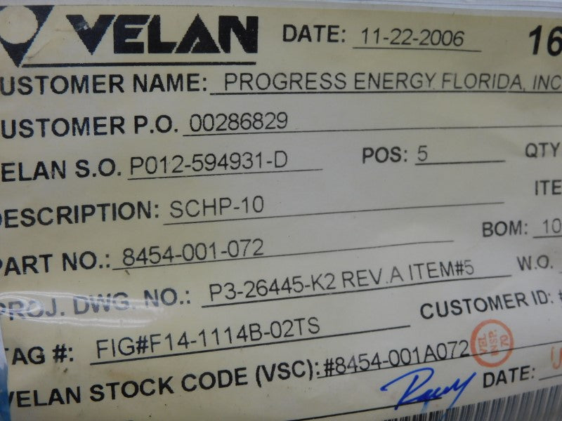 VELAN 8454-001-072 NSNP
