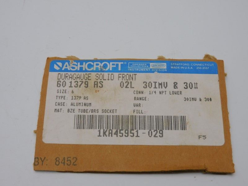 ASHCROFT 601379AS02L30IMV&30# 30PSI NSNP