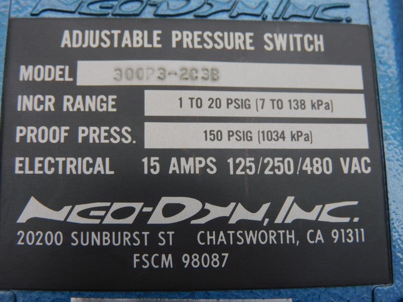 NEO-DYN 300P3-2C3B 480VAC 15A 1-20PSI NSNP