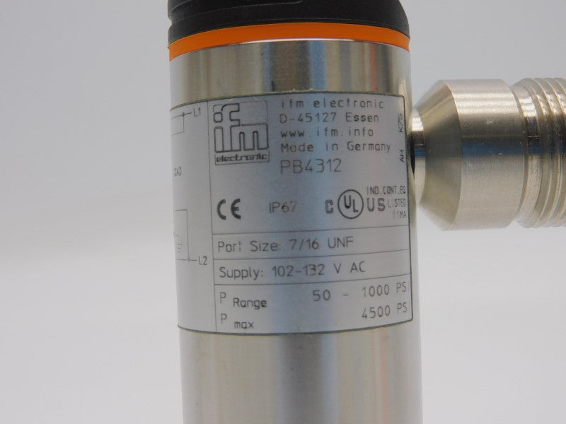 IFM EFECTOR PB-100PS8U76-HFBOW/LS//V PB4312 102-132VAC 50-1000PSI NSMP