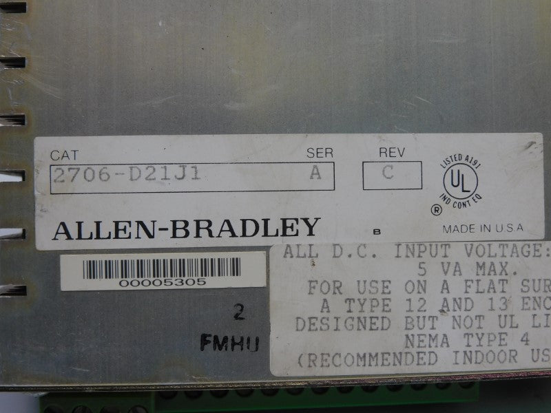 ALLEN BRADLEY 2706-D21J1 SER. A REV. C 12-24VDC UNMP