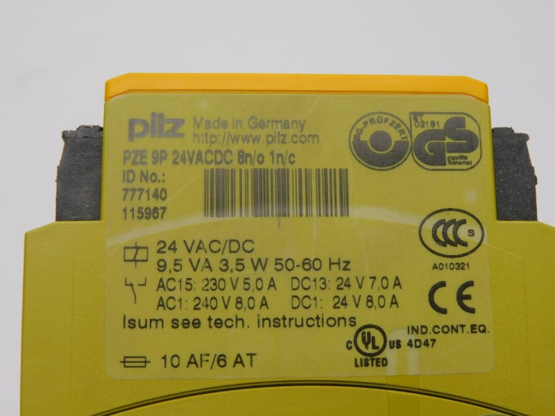 PILZ PZE9P24VACDC-8N/O-1N/C 777140 24VAC/DC 8.0A NSMP