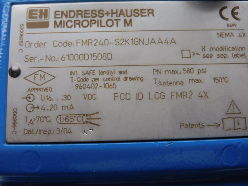 ENDRESS+HAUSER FMR240-S2K1GNJAA4A 16-30VDC 580PSI NSNP