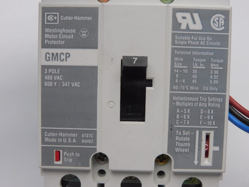 CUTLER HAMMER GMCP007C0CA3 600VAC 7A NSMP