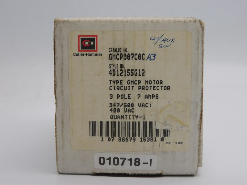 CUTLER HAMMER GMCP007C0CA3 600VAC 7A NSMP