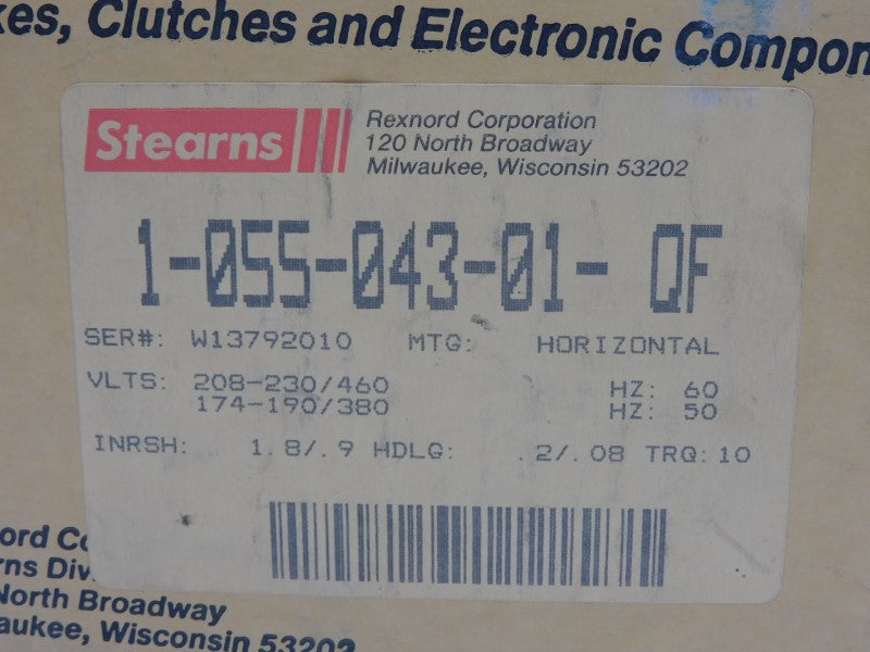 STEARNS 1-055-043-01-QF 208-230/460V .2/.08A NSMP