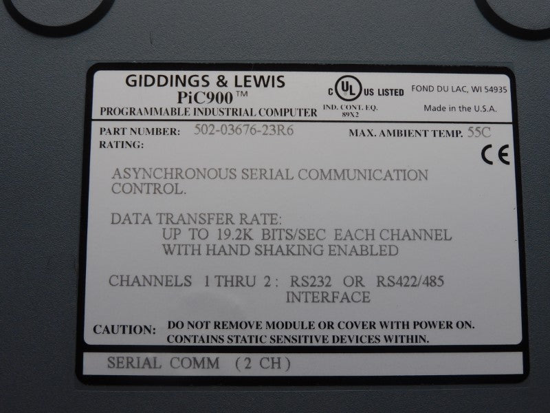 GIDDINGS&LEWIS 502-03676-23R6 M.1016.9143 NSMP