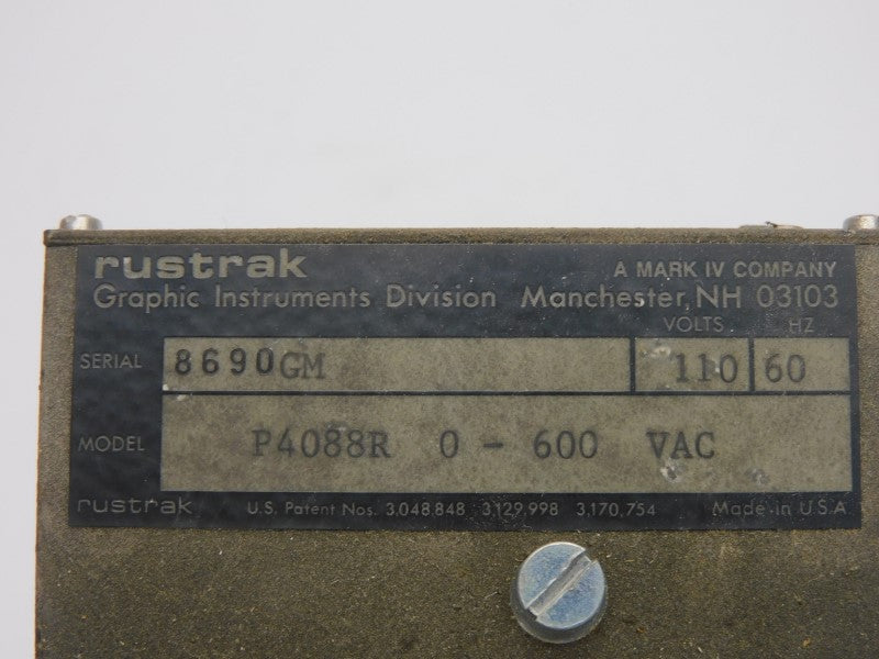 RUSTRAK P4088R 0-600VAC UNMP