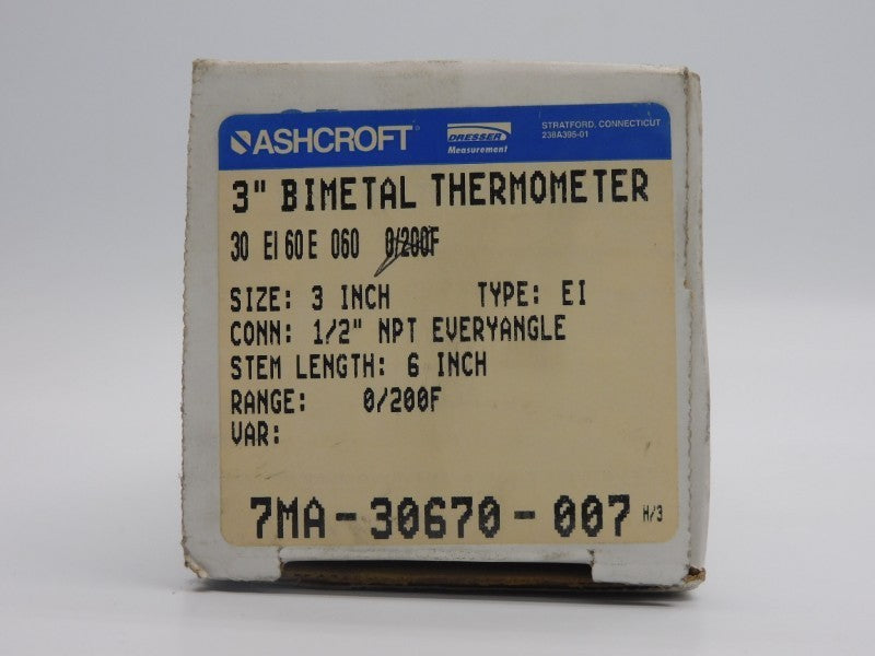 ASHCROFT 30EI60E060-0/200F 6" NSMP