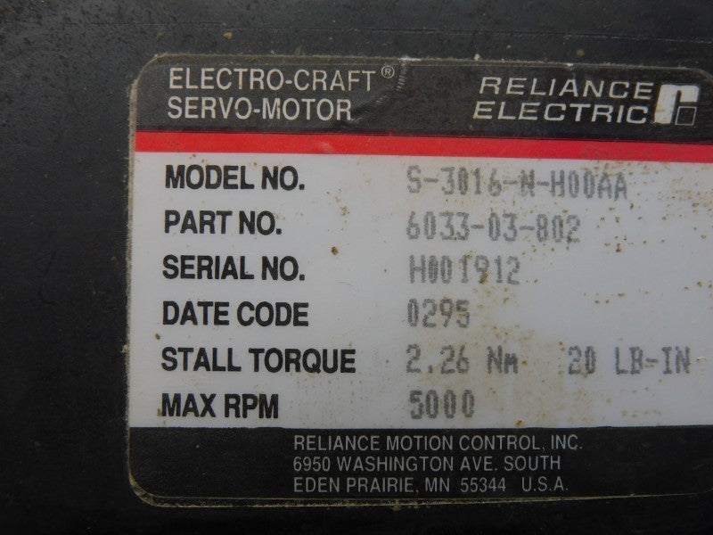 RELIANCE ELECTRIC S-3016-N-H00AA 6033-03-802 240V 16A UNMP