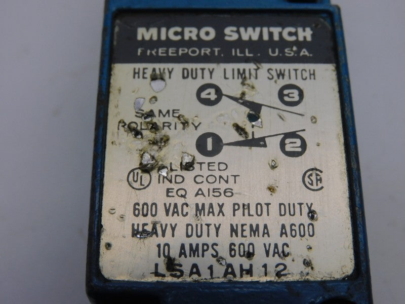MICRO SWITCH LSA1AH12 600VAC 10A UNMP