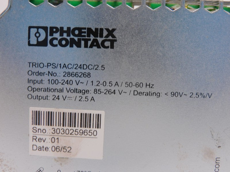 PHOENIX CONTACT TRIO-PS/1AC/24DC/2.5 2866268 85-264V 2.5A UNMP