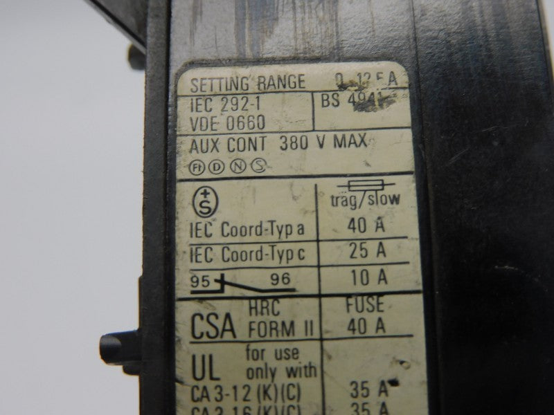 SPRECHER+SCHUH CT3K-12 660V 9-12.5A UNMP