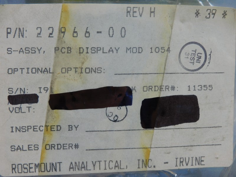 ROSEMOUNT ANALYTICAL 22966-00 REV. H NSNP
