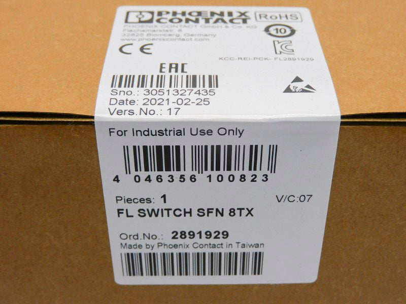 PHOENIX CONTACT FLSWITCHSFN8TX 2891929 VER. 17 NSFS