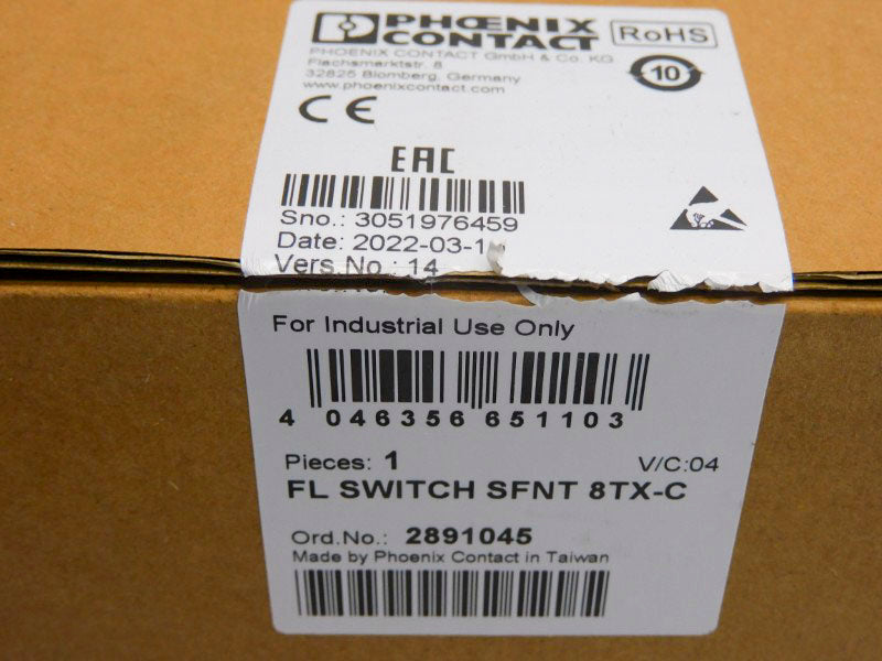 PHOENIX CONTACT FLSWITCHSFNT8TX-C 2891045 24VDC VER. 14 NSMP