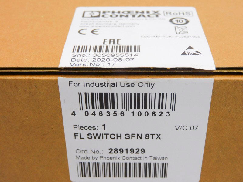 PHOENIX CONTACT FLSWITCHSFN8TX 2891929 VER. 17 24VDC NSMP