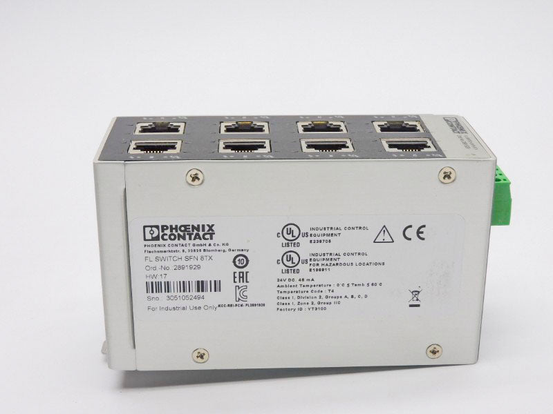 PHOENIX CONTACT FLSWITCHSFNT8TX 2891929 VER. 17 24VDC UNMP