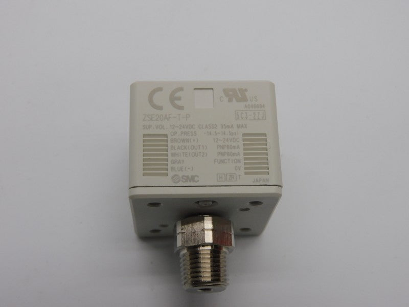 SMC ZSE20AF-T-P-N01-JBY 12-24VDC -14.5-14.5PSI NSMP