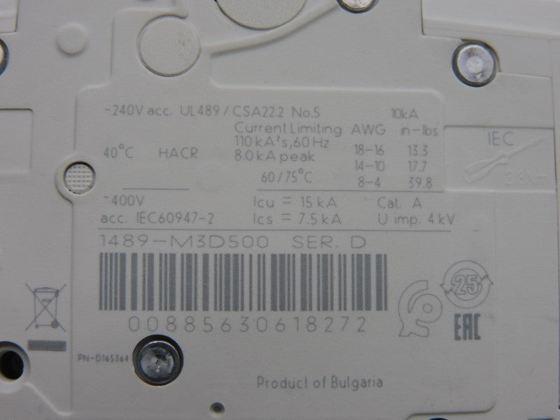 ALLEN BRADLEY 1489-M3D500 SER. D 240V 50A NSNP