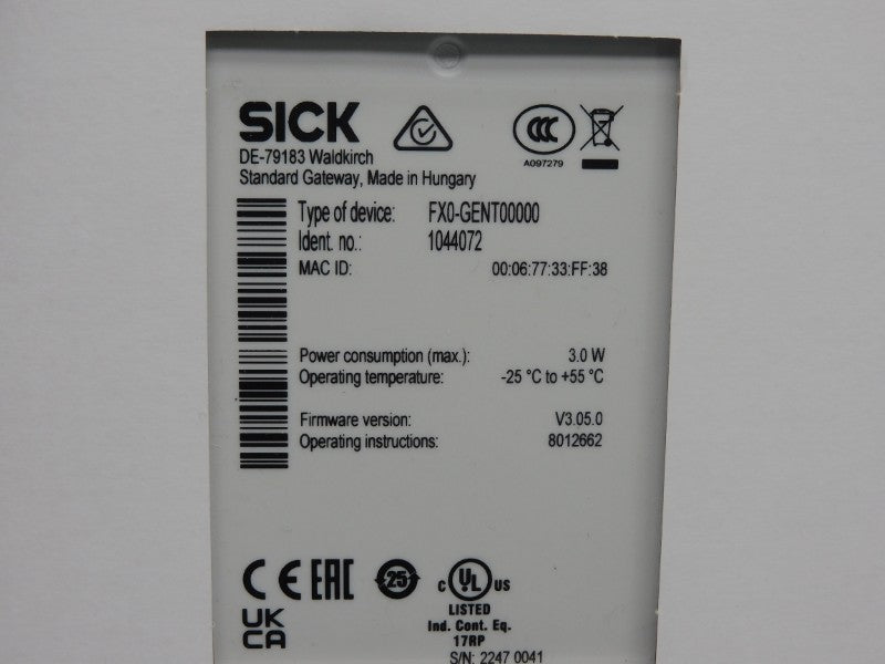 SICK FX0-GENT00000 1044072 F/W V3.05.0 NSFS