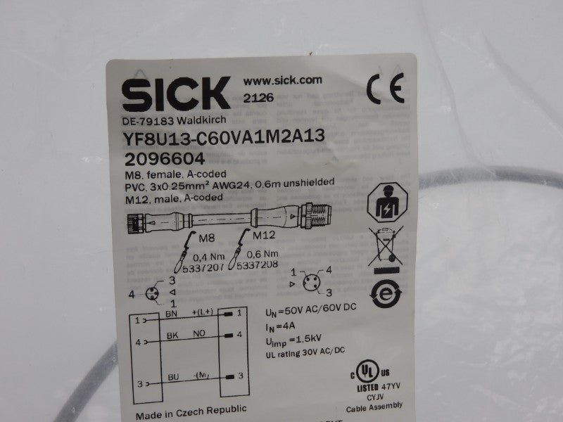 SICK YF8U13-C60VA1M2A13 2096604 60VDC 4A NSMP