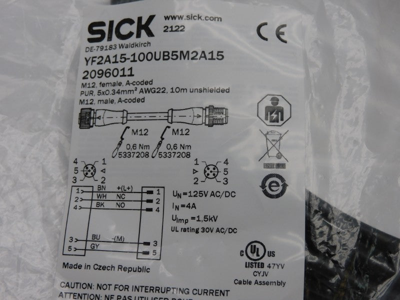 SICK YF2A15-100UB5M2A15 2096011 125V 4A NSMP