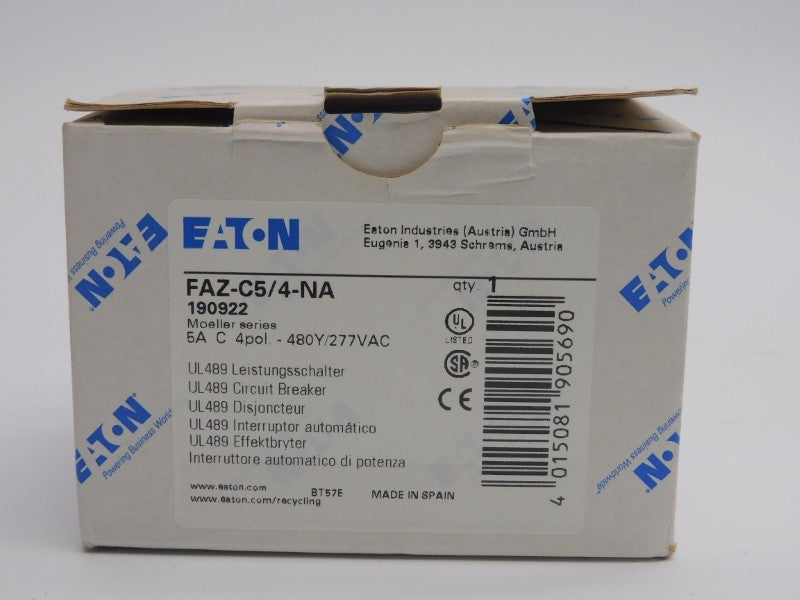 EATON FAZ-C5/4-NA 190922 277VAC 5A NSMP